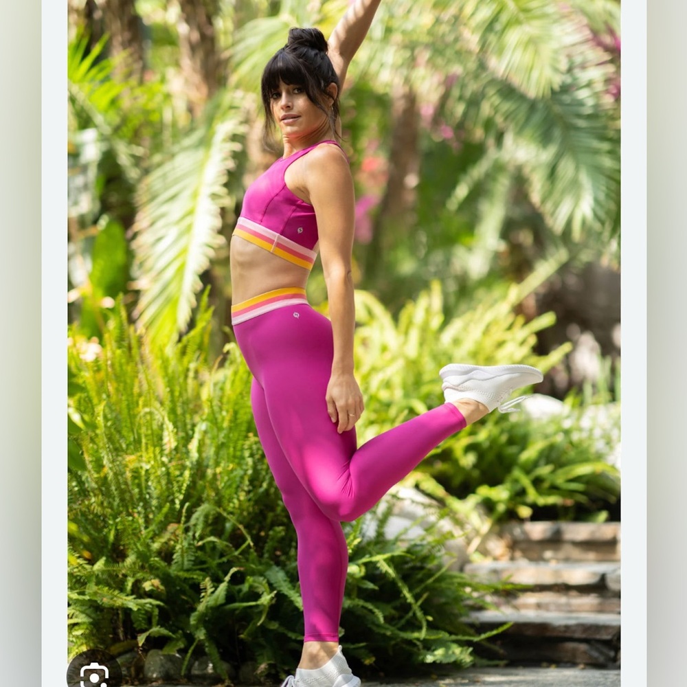 POPFLEX Magenta and Striped Activewear Set